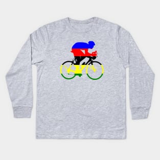 Bike Stripes World Road Race Champion Kids Long Sleeve T-Shirt